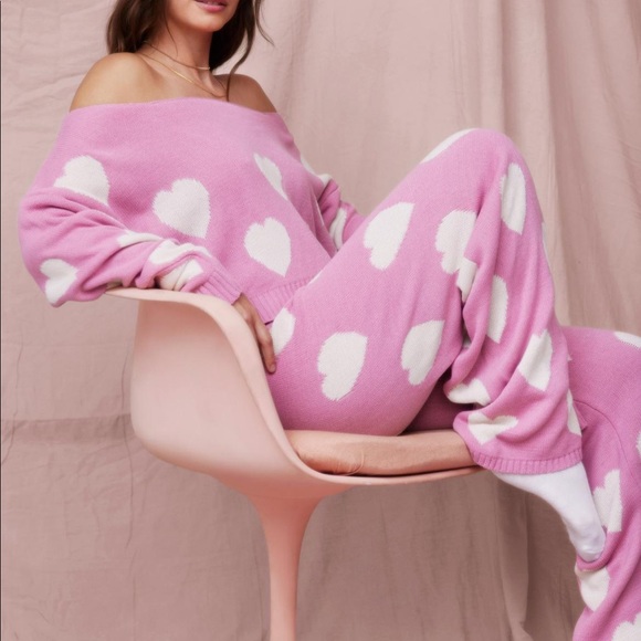 LAST SET Knit heart sweater and pants set - Picture 3 of 5